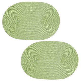 Platzset 2er Set Pistazie oval ca. 45x30 cm Platzdeckchen Tischset geflochtene Optik