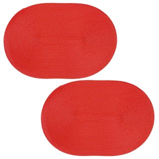 Platzset 2er Set Rot oval ca. 45x30 cm Platzdeckchen Tischset geflochtene Optik