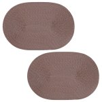 Platzset 2er Set Schoko oval ca. 45x30 cm Platzdeckchen Tischset geflochtene Optik