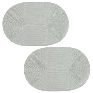 Platzset 2er Set Silbergrau oval ca. 45x30 cm Platzdeckchen Tischset geflochtene Optik