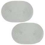 Platzset 2er Set Silbergrau oval ca. 45x30 cm Platzdeckchen Tischset geflochtene Optik