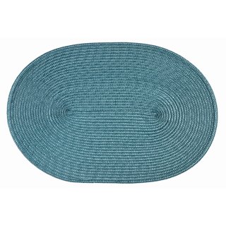 Platzset Polypro Petrol oval ca. 45x30 cm Platzdeckchen Tischset geflochtene Optik