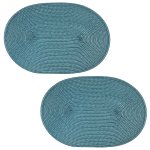 Platzset 2er Set Petrol oval ca. 45x30 cm Platzdeckchen Tischset geflochtene Optik