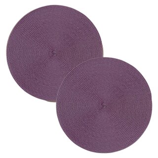 Tischset 2er Set Aubergine rund 35 cm Ø Platzset abwaschbar Platzdeckchen
