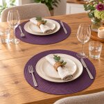 Tischset 2er Set Aubergine rund 35 cm Ø Platzset abwaschbar Platzdeckchen