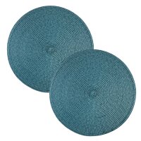 Tischset 2er Set Petrol rund 35 cm Ø Platzset abwaschbar Platzdeckchen