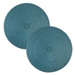 Tischset 2er Set Petrol rund 35 cm Ø Platzset abwaschbar Platzdeckchen
