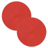 Tischset 2er Set Rot rund 35 cm Ø Platzset abwaschbar Platzdeckchen