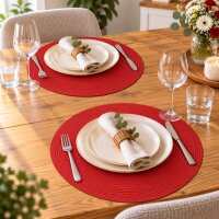 Tischset 2er Set Rot rund 35 cm Ø Platzset abwaschbar Platzdeckchen