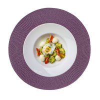 Tischset 4er Set rund 35 cm Ø Platzset abwaschbar Platzdeckchen geflochtene Optik