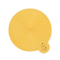 Tischset 4er Set rund 35 cm Ø Platzset abwaschbar Platzdeckchen geflochtene Optik