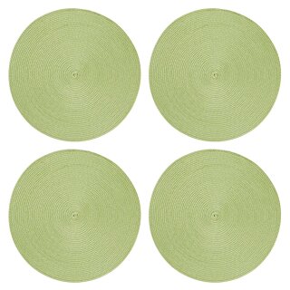 Tischset 4er Set Pistazie rund 35 cm Ø Platzset abwaschbar Platzdeckchen geflochtene Optik