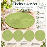 Tischset 4er Set Pistazie rund 35 cm Ø Platzset abwaschbar Platzdeckchen geflochtene Optik