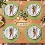 Tischset 4er Set Pistazie rund 35 cm Ø Platzset abwaschbar Platzdeckchen geflochtene Optik