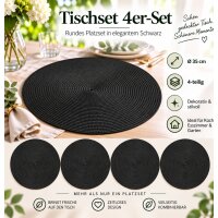 Tischset 4er Set rund 35 cm Ø Platzset abwaschbar Platzdeckchen geflochtene Optik