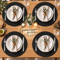 Tischset 4er Set rund 35 cm Ø Platzset abwaschbar Platzdeckchen geflochtene Optik