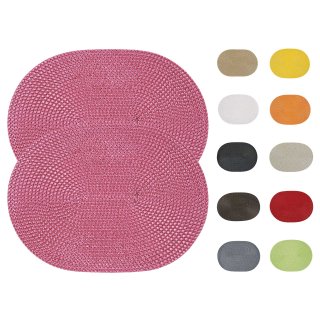 Tischset 2er Set oval 33x45 cm Basket Platzset abwaschbar Platzdeckchen geflochten