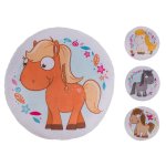 Kinderkissen Pferd rund ca. 30 cm Ø flauschig Kuschelkissen Kinderkissen Mädchen