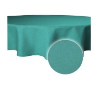 Tischdecke petrol rund 160 cm Ø beschichtet Leinenoptik wasserabweisend Lotuseffekt