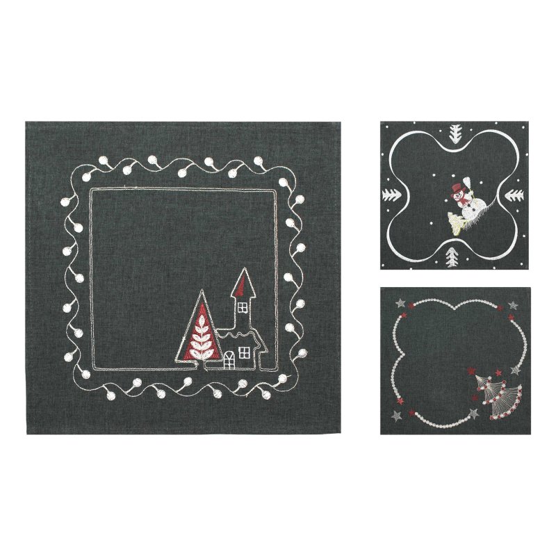 Tischset Weihnachten 35 x 35 cm Leinenoptik Platzset bestickt Tisch U, 4,95 €