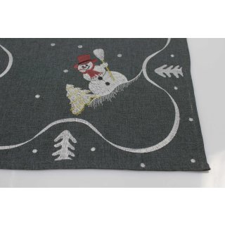Winter-Tischset-Set Aus Baumwoll-Leinen, 6er-Pack – Wasserdichte Platzdeckchen Mit Schneemann-Motiv Für Weihnachten