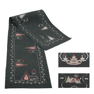 Weihnachten Tischläufer 35 x 170 cm Tischdecke mit Stickerei Weihnachtsdeko Leinenoptik