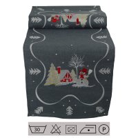 Weihnachten Tischläufer 35 x 170 cm Tischdecke mit Stickerei Weihnachtsdeko Leinenoptik