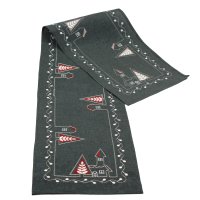 Weihnachten Tischläufer 35 x 170 cm Tischdecke mit Stickerei Weihnachtsdeko Leinenoptik