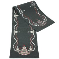 Weihnachten Tischläufer 35 x 170 cm Tischdecke mit Stickerei Weihnachtsdeko Leinenoptik