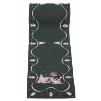 Weihnachten Tischläufer 35 x 170 cm Tischdecke mit Stickerei Weihnachtsdeko Leinenoptik