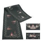 Weihnachten Tischläufer 35 x 170 cm Tischdecke mit Stickerei Weihnachtsdeko Leinenoptik