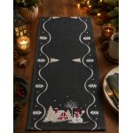Weihnachten Tischläufer 35 x 170 cm Schneemann Tischdecke mit Stickerei Weihnachtsdeko Leinenoptik