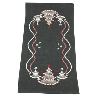 Weihnachtlicher Tischläufer Mit Weihnachtsmann-Stickerei – Ca. 40x90 Cm – Festliche Tischdeko Für Weihnachten
