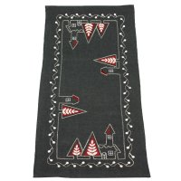 Tischläufer 40 x 90 cm Weihnachten Tischdecke mit Stickerei Weihnachtsdeko Leinenoptik