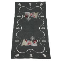Tischläufer 40 x 90 cm Weihnachten Tischdecke mit Stickerei Weihnachtsdeko Leinenoptik