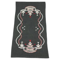 Tischläufer 40 x 90 cm Weihnachten Tischdecke mit Stickerei Weihnachtsdeko Leinenoptik