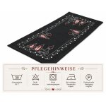 Tischläufer 40 x 90 cm Weihnachten Kirche Tischdecke mit Stickerei Weihnachtsdeko Leinenoptik