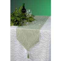 Tischläufer lindgrün 30x160 cm Damast Streifen Tischband modern Tischdecke Mitteldecke