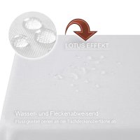 Tischdecke fleckenabweisend Leinenoptik Weiß 110x160 cm eckig bügelfrei beschichtet Lotuseffekt
