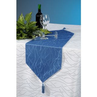 Tischläufer blau hell 30x160 cm Damast Streifen Tischband modern Tischdecke Mitteldecke