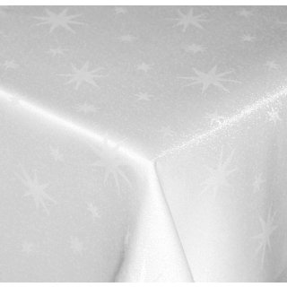 Tischdecke 135x180 cm weiss Lurex Sterne Weihnachten Tischwäsche glänzend weihnachtlich