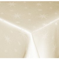 Tischdecke 135 cm rund creme Lurex Sterne Weihnachten...