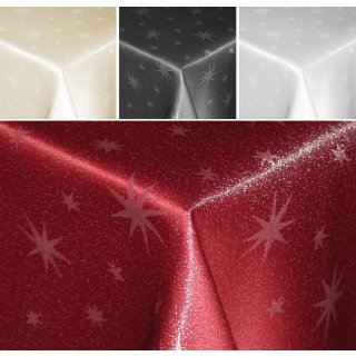 Tischdecke 135 x 180 cm oval Lurex Sterne Weihnachten Tischwäsche glänzend weihnachtlich