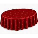 Tischdecke 135 x 180 cm oval rot Lurex Sterne Weihnachten Tischwäsche glänzend weihnachtlich