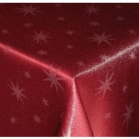 Tischdecke 160 x 220 cm oval rot Lurex Sterne Weihnachten Tischwäsche glänzend weihnachtlich