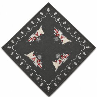 Tischdecke Weihnachten 85x85 cm Schneemann Stickerei Tischdecken