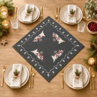 Tischdecke Weihnachten 85x85 cm Schneemann Stickerei Tischdecken