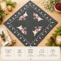 Tischdecke Weihnachten 85x85 cm Schneemann Stickerei Tischdecken