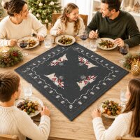 Tischdecke Weihnachten 85x85 cm Schneemann Stickerei Tischdecken