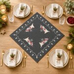 Tischdecke Weihnachten 85x85 cm Schneemann Stickerei Tischdecken